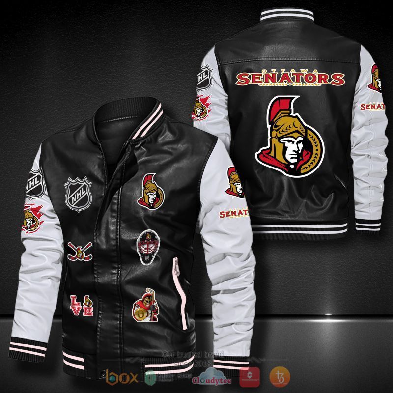 NHL_Ottawa_Senators_logo_team_Bomber_leather_jacket