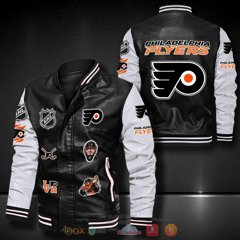 NHL_Philadelphia_Flyers_logo_team_Bomber_leather_jacket