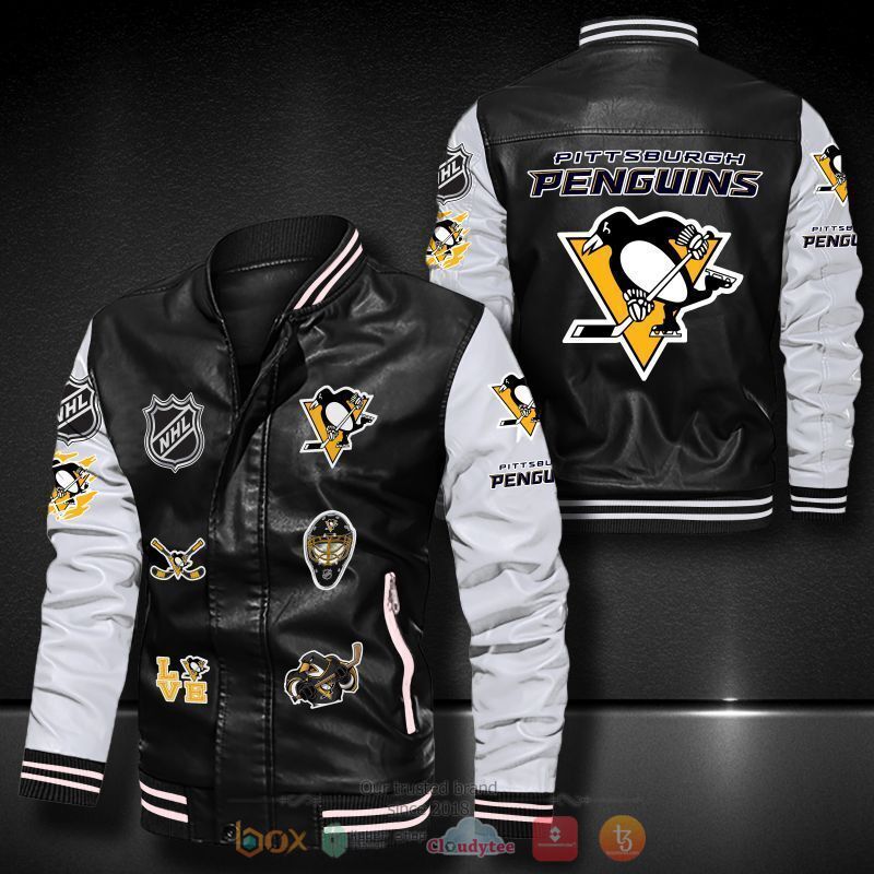 NHL_Pittsburgh_Penguins_logo_team_Bomber_leather_jacket