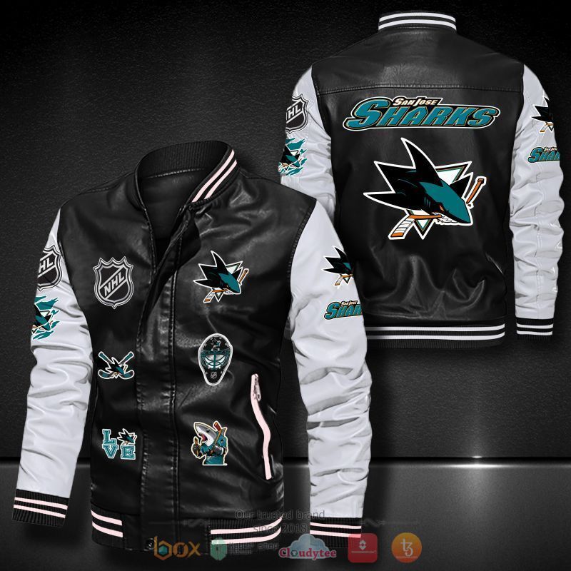 NHL_San_Jose_Sharks_logo_team_Bomber_leather_jacket
