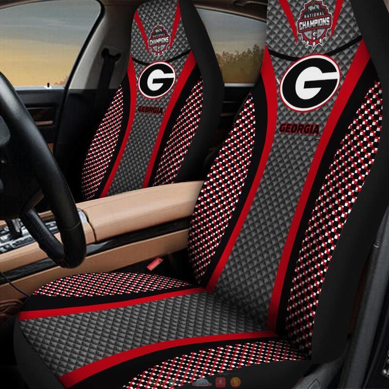 National_Champions_2021_Georgia_Bulldog_red_plaid_pattern_car_seat_cover_1