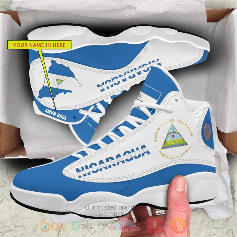 Nicaragua_Personalized_Blue_Air_Jordan_13_Shoes