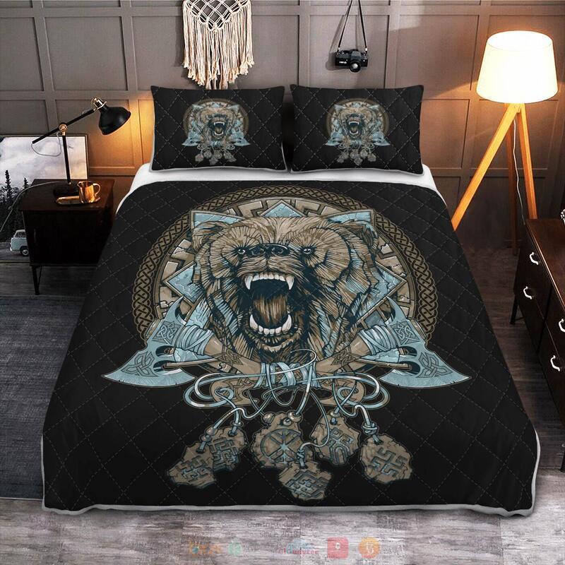 Viking_Wolf_With_Axe_Quilt_Bedding_Set