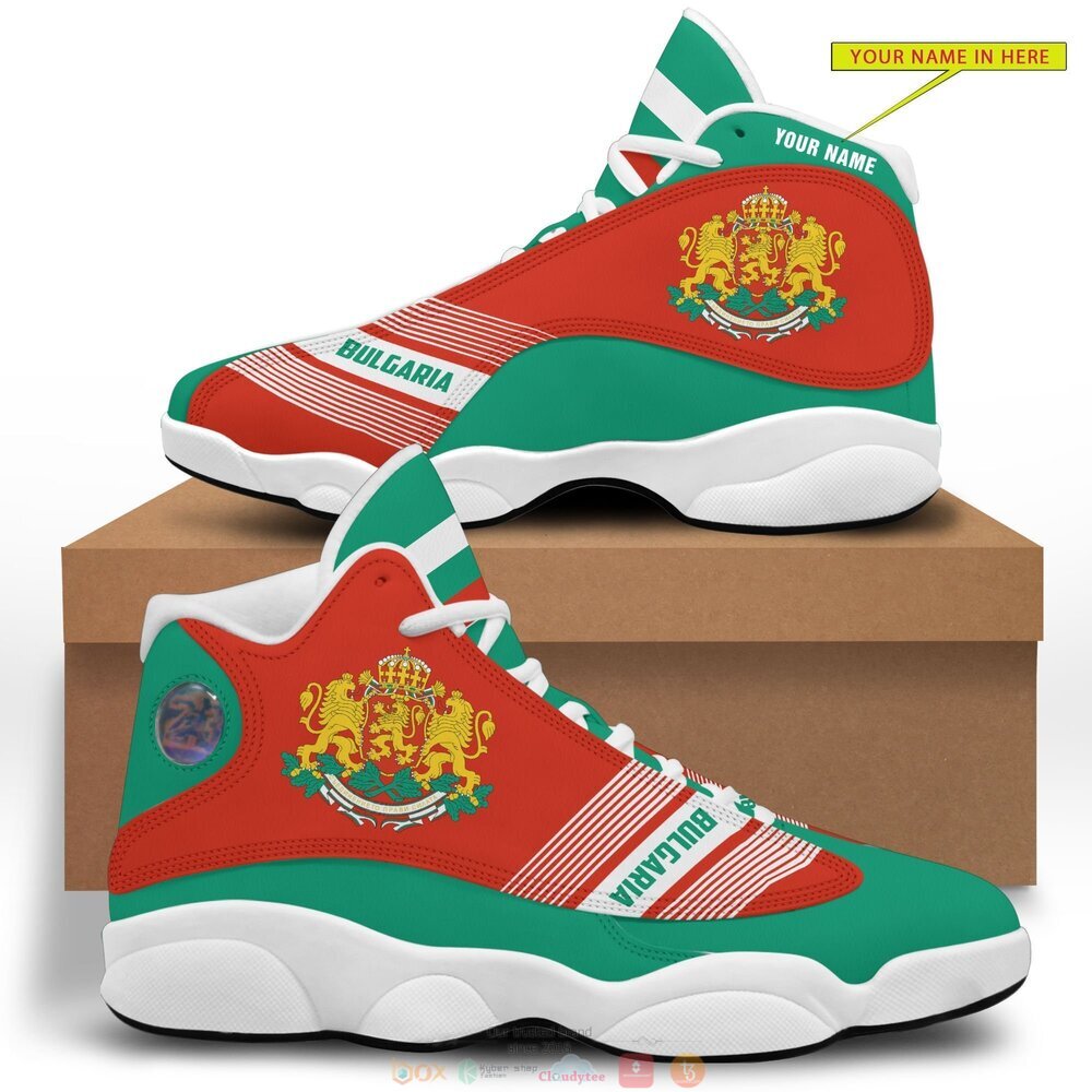 Personalized_Coat_of_arms_of_Bulgaria_green_red_custom_Air_Jordan_13_shoes