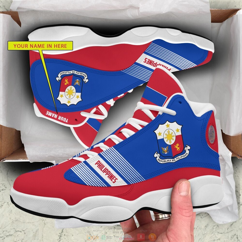 Personalized_Coat_of_arms_of_the_Philippines_blue_red_custom_Air_Jordan_13_shoes