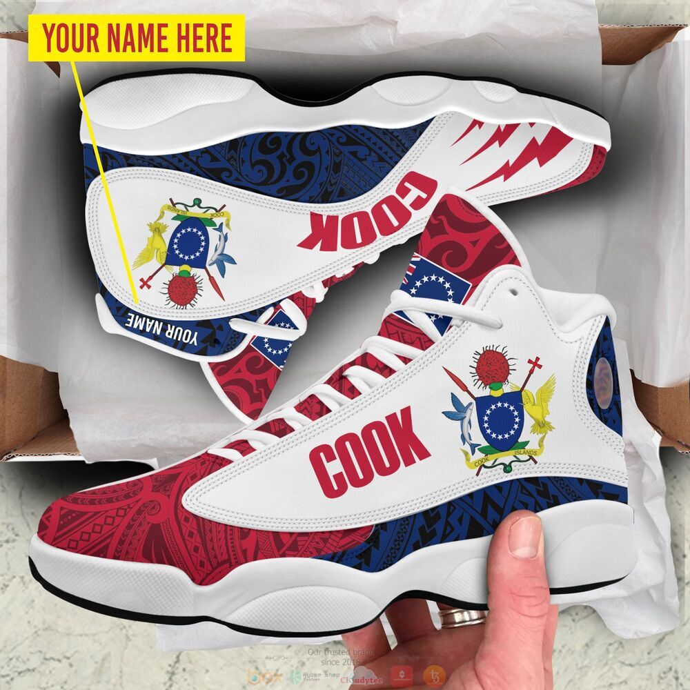 Personalized_Cook_Islands_red_white_custom_Air_Jordan_13_shoes