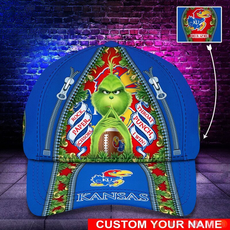 Personalized_Grinch_Kansas_Jayhawks_NCAA_Custom_Cap