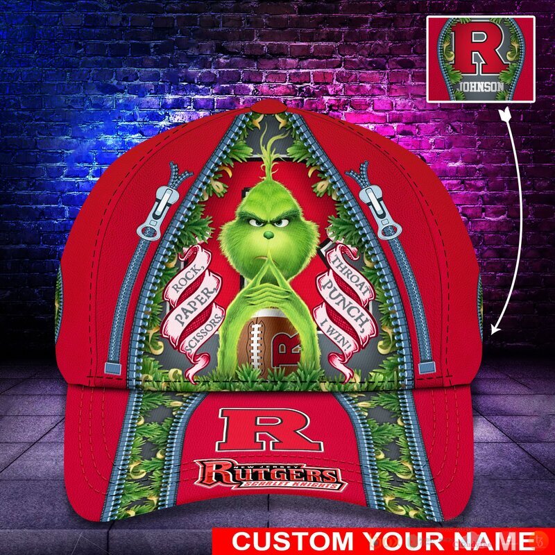Personalized_Grinch_Rutgers_Scarlet_Knights_NCAA_Custom_Cap