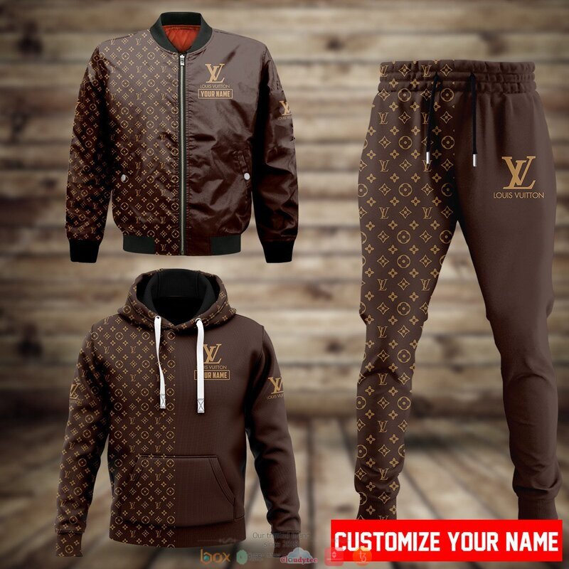 Personalized_Louis_Vuitton_brown_hoodie_bomber_jacket