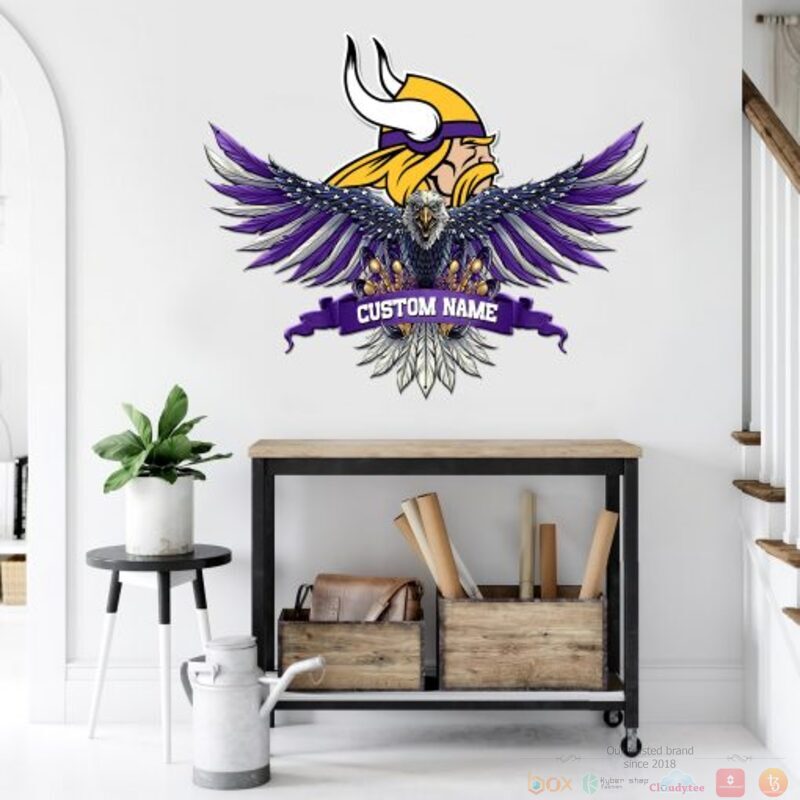 Personalized_Minnesota_Vikings_NFL_Eagle_American_Flag_Custom_Metal_Sign