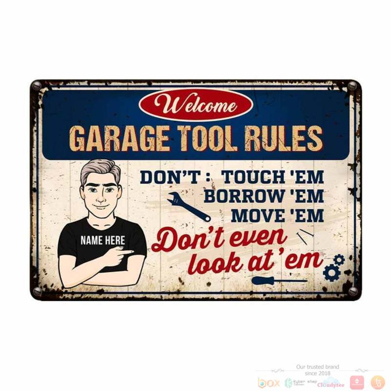 Personalized_Welcome_Garage_Tool_Rules_custom_Metal_Sign