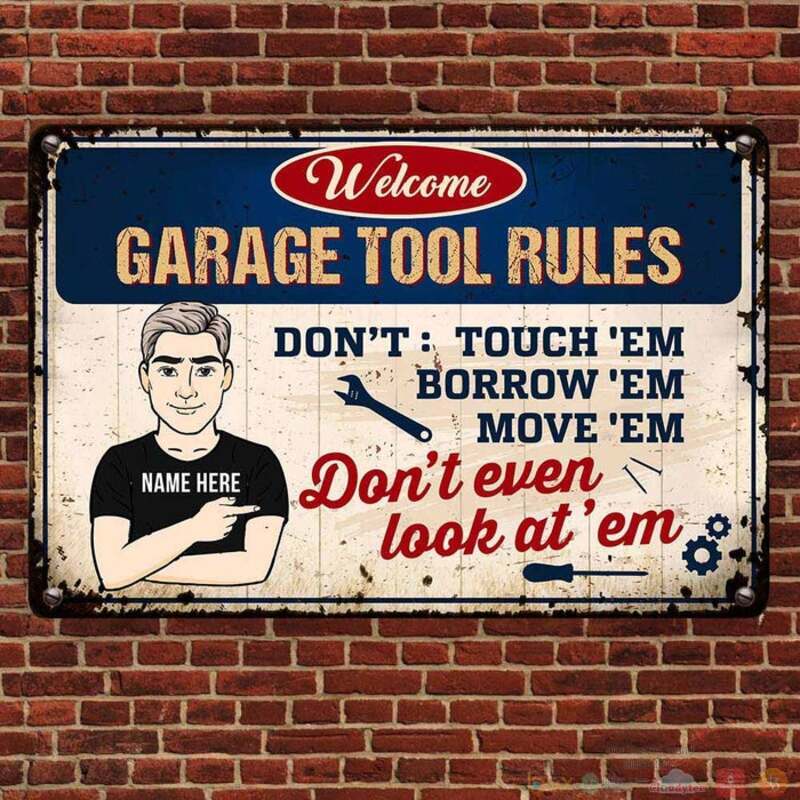 Personalized_Welcome_Garage_Tool_Rules_custom_Metal_Sign_1