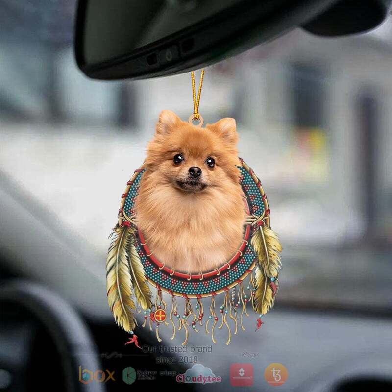 Pomeranian_In_Dreamcatcher_Car_Ornament