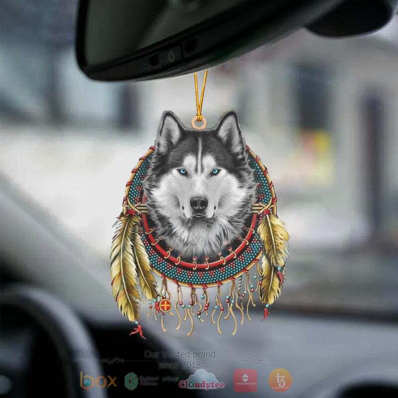Siberian_Husky_In_Dreamcatcher_Car_Ornament