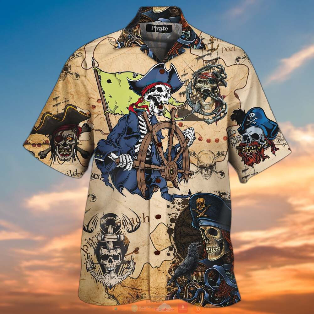Skull_Pirate_Blue_hawaiian_shirt