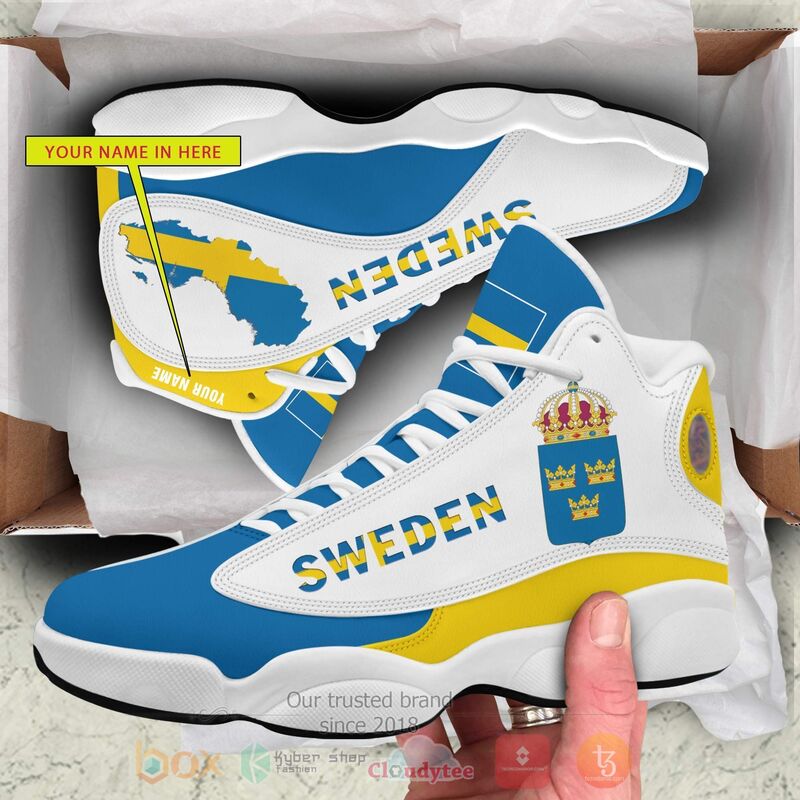 Sweden_Personalized_Blue_Air_Jordan_13_Shoes