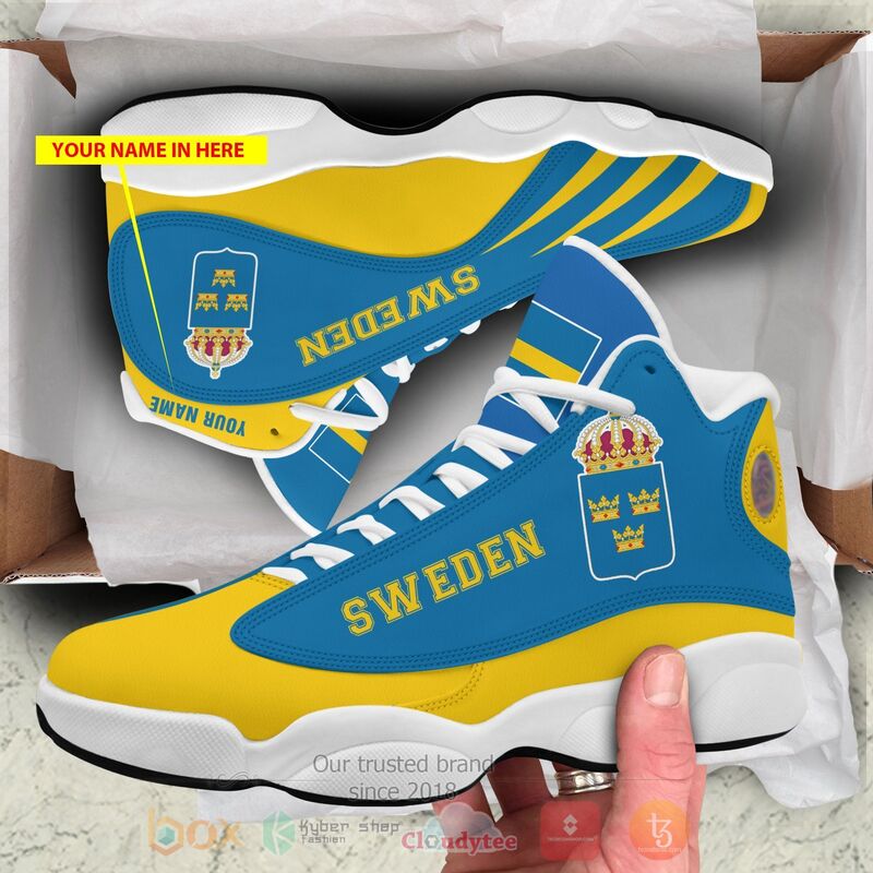 Sweden_Personalized_Blue_Yellow_Air_Jordan_13_Shoes