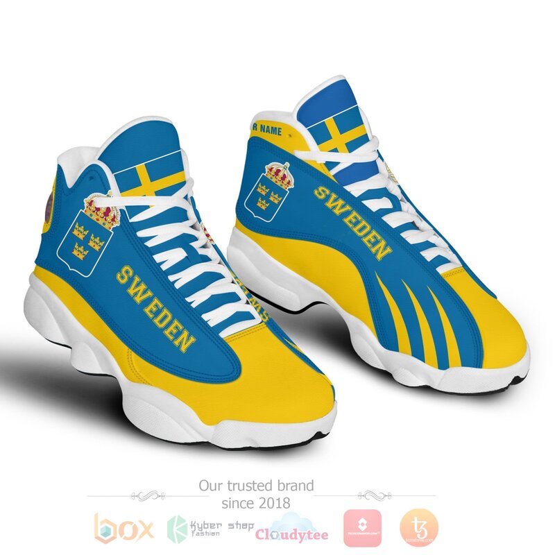 Sweden_Personalized_Blue_Yellow_Air_Jordan_13_Shoes_1