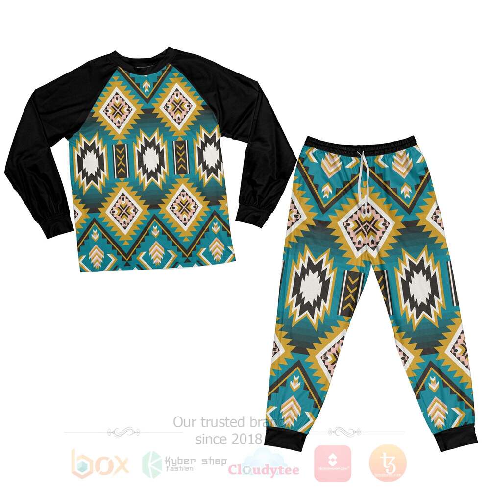 Turquoise_Pattern_Design_Pajamas_Set
