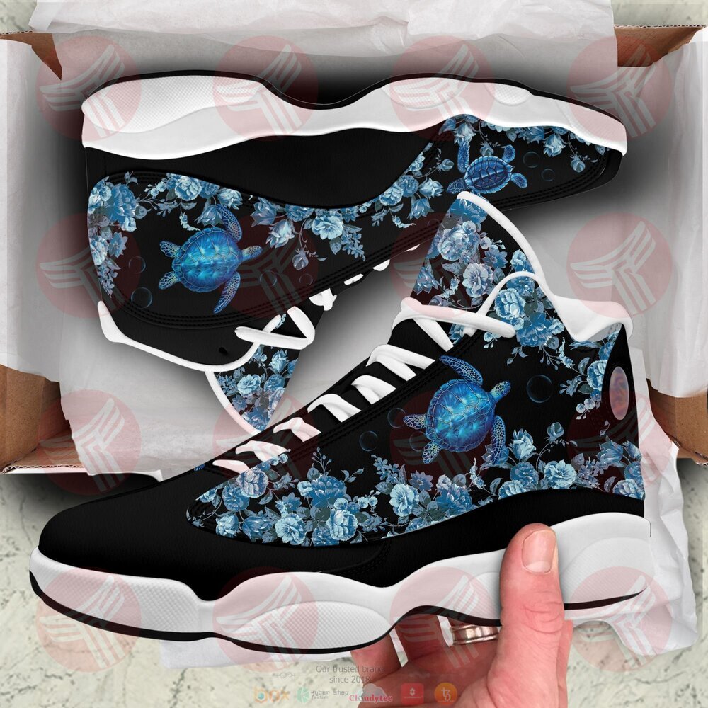 Turtle_flowers_Air_Jordan_13_shoes