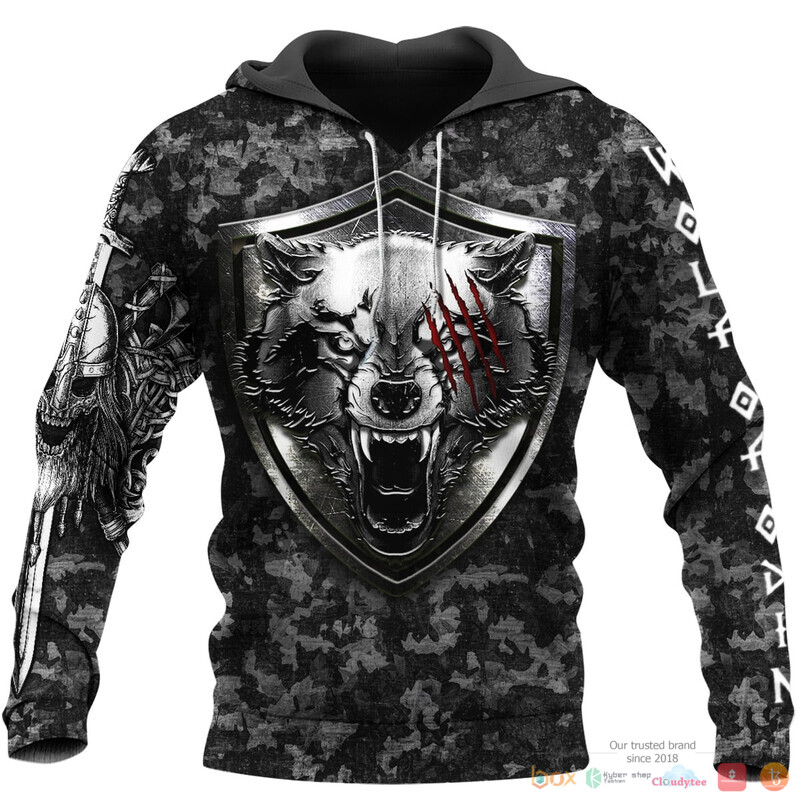 Viking_Fenrir_Wolf_And_Hammer_3d_shirt_Hoodie_1