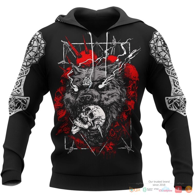 Viking_Odin_Fenrir_Wolf_3d_shirt_Hoodie