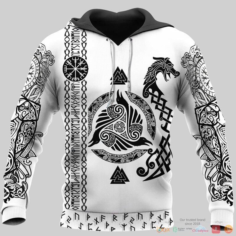 Viking_Raven_And_Wolf_3d_shirt_Hoodie_1