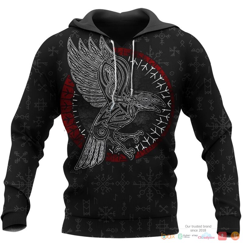 Viking_Raven_Hammer_Spear_Odin_3d_shirt_Hoodie