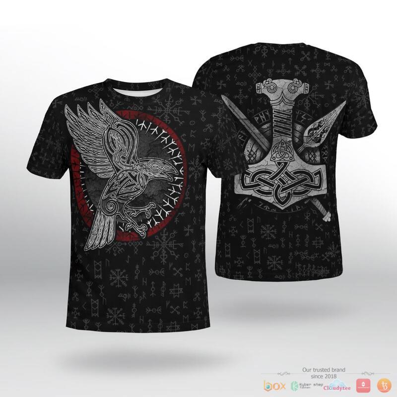 Viking_Raven_Hammer_Spear_Odin_3d_shirt_Hoodie_1