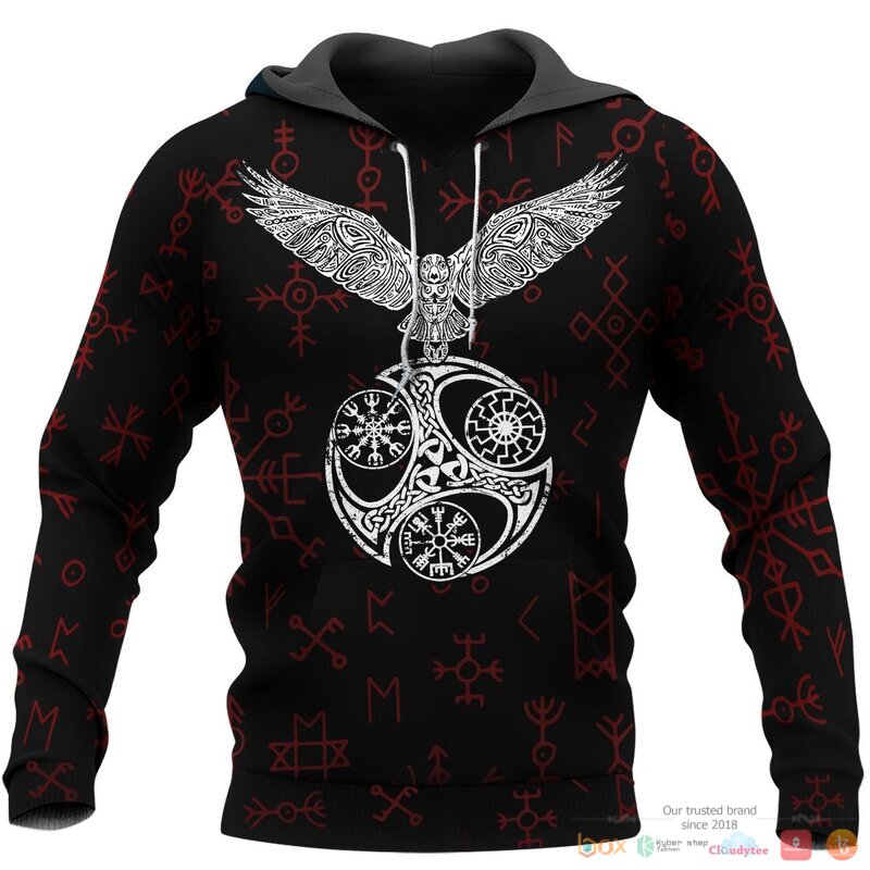 Viking_Raven_With_Vegvisir_3d_shirt_Hoodie