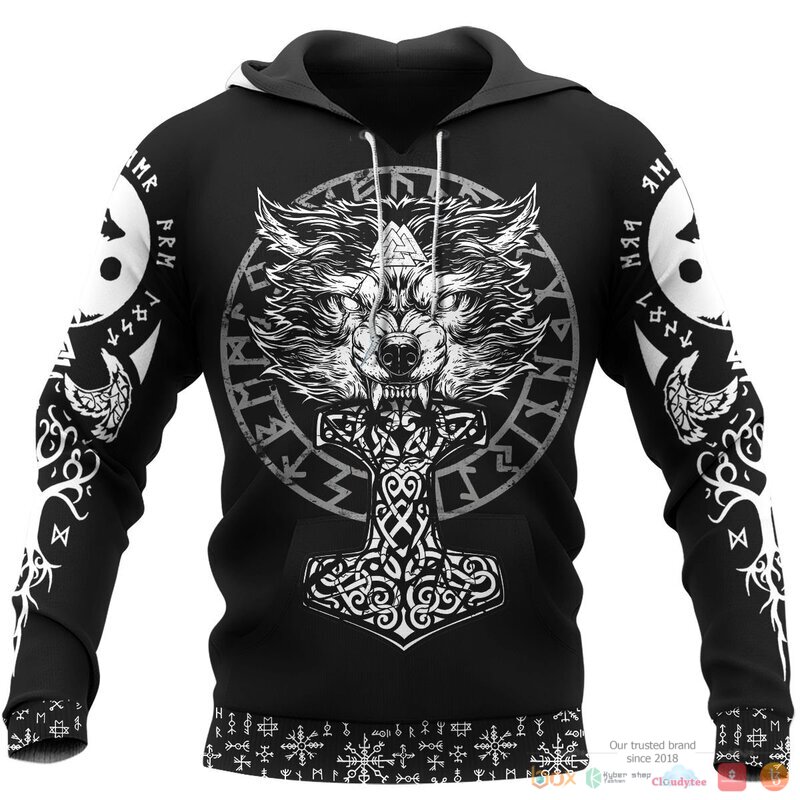 Viking_Wolf_Hammer_Raven_Valknut_Spear_3d_shirt_Hoodie