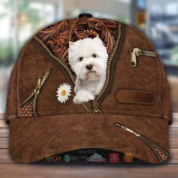 West_Highland_White_Terrier_Holding_Daisy_Cap_Hat