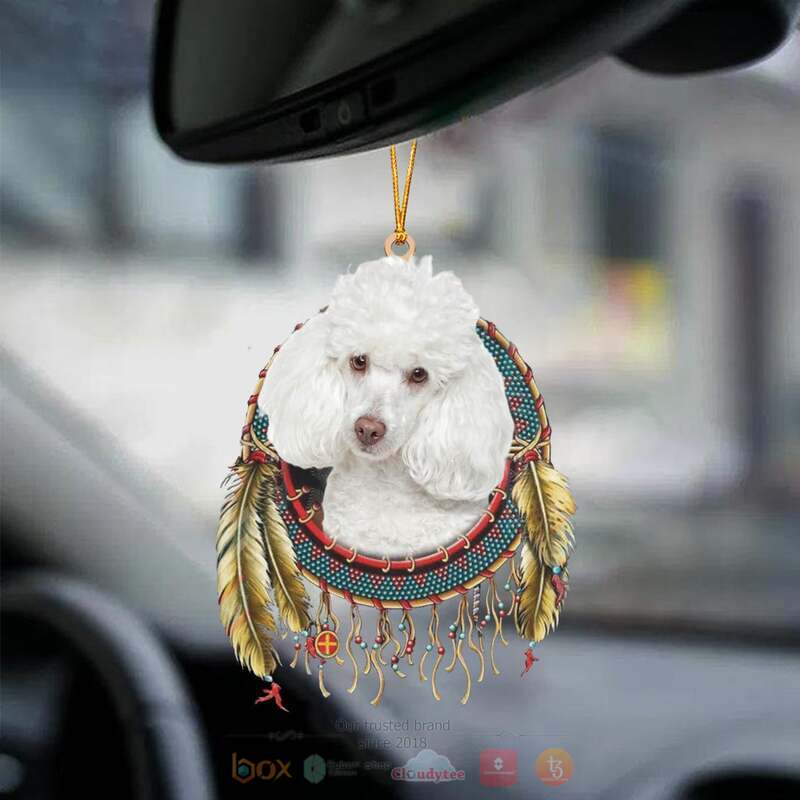 White_Poodle_In_Dreamcatcher_Car_Ornament