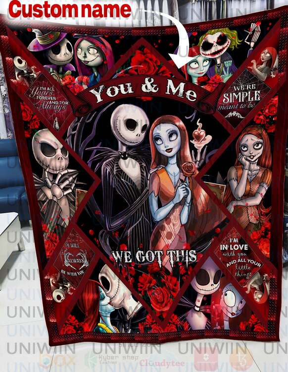 Nightmare_Before_Christmas_Skellington_and_Sally_Personalized_Blanket