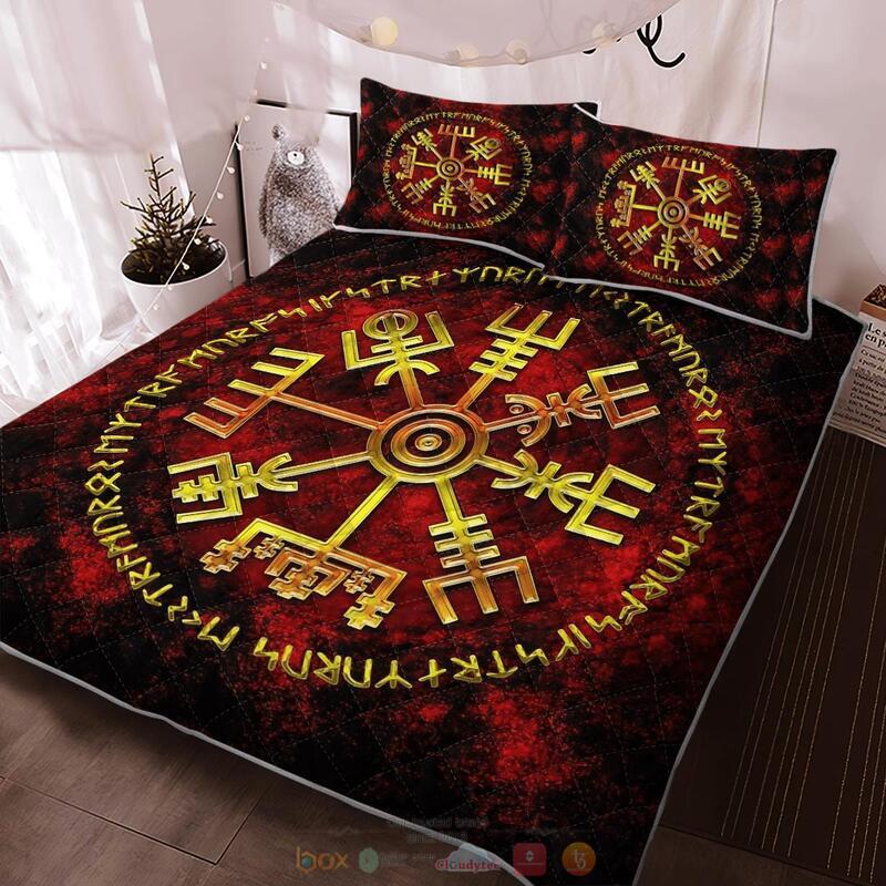 Viking_Vegvisir_And_Rune_Quilt_Bedding_Set_1