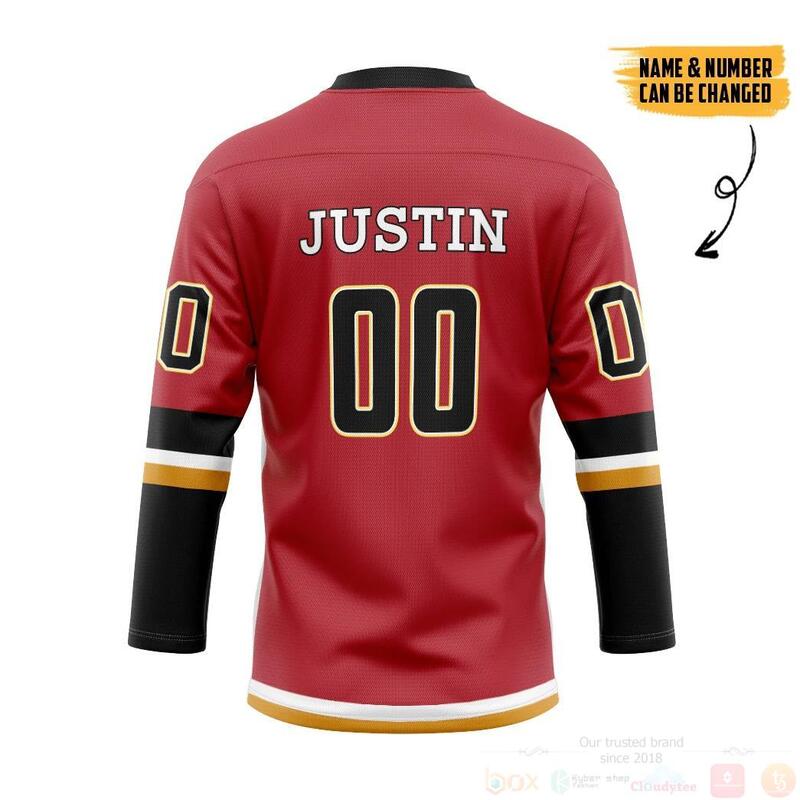 3D_White_Calgary_Flames_NHL_Personalized_Custom_Red_Hockey_Jersey_1