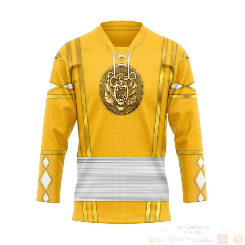 3D_Yellow_Bear_Ninja_Mighty_Morphin_Power_Rangers_Ninjetti_Custom_Hockey_Jersey