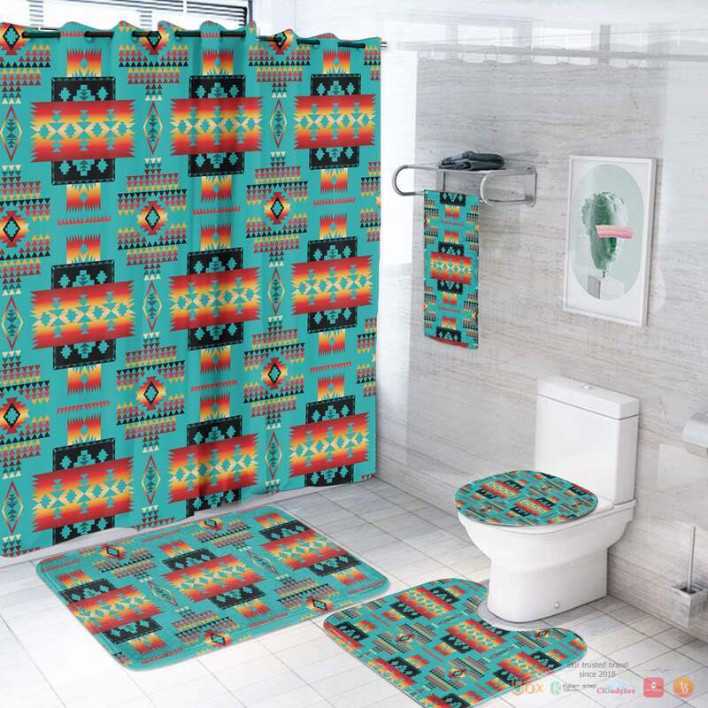 Blue_Native_Tribes_Pattern_Native_American_Bathroom_Set