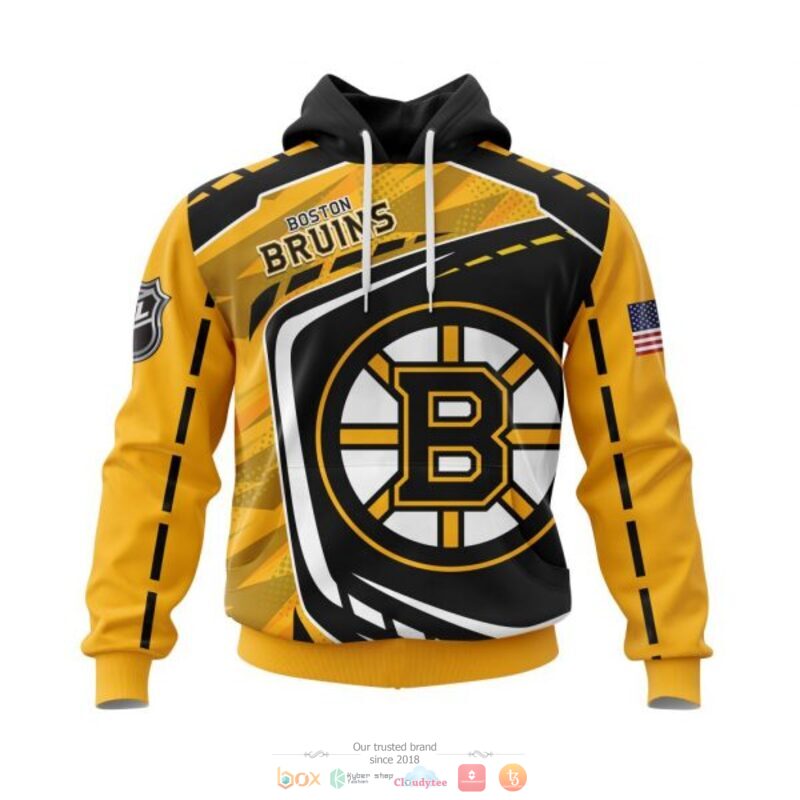 Boston_Bruins_NHL_black_yellow_3D_shirt_hoodie