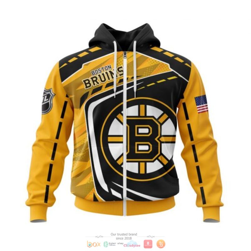 Boston_Bruins_NHL_black_yellow_3D_shirt_hoodie_1