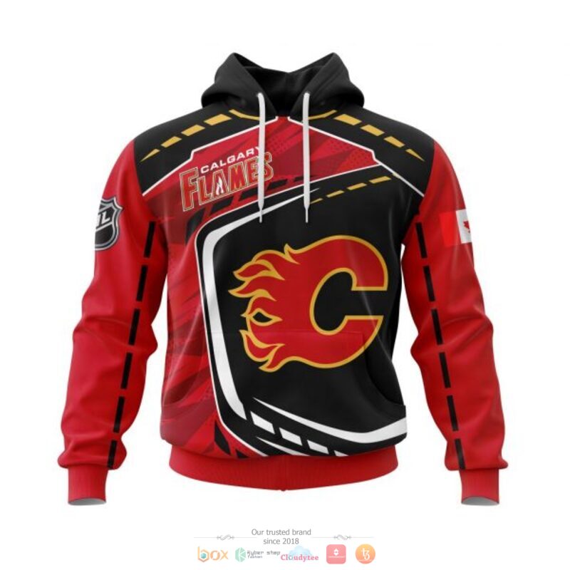 Calgary_Flames_NHL_black_red_3D_shirt_hoodie