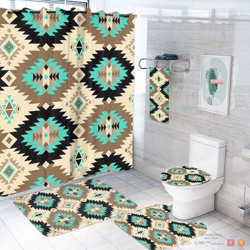 Cyan_Brown_Pattern_Native_American_Bathroom_Set