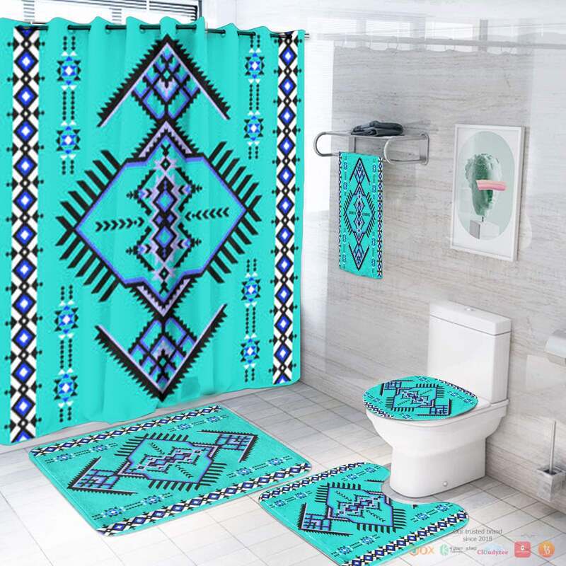 Cyan_Simple_Pattern_Native_American_Bathroom_Set
