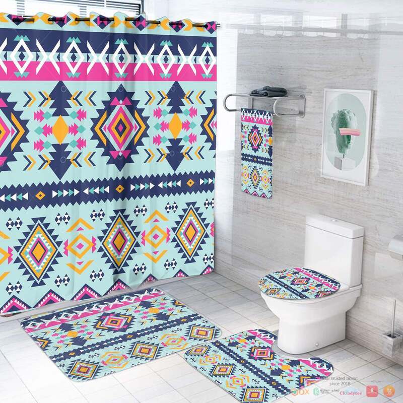Cyan_yellow_Pattern_Native_American_Bathroom_Set