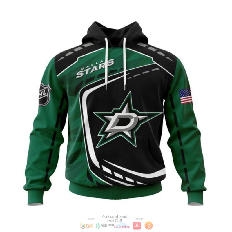 Dallas_Stars_NHL_black_green_3D_shirt_hoodie