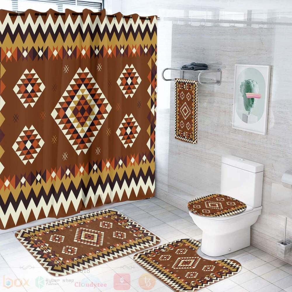 Ethnic_Geometric_Brown_Pattern_Bathroom_Set