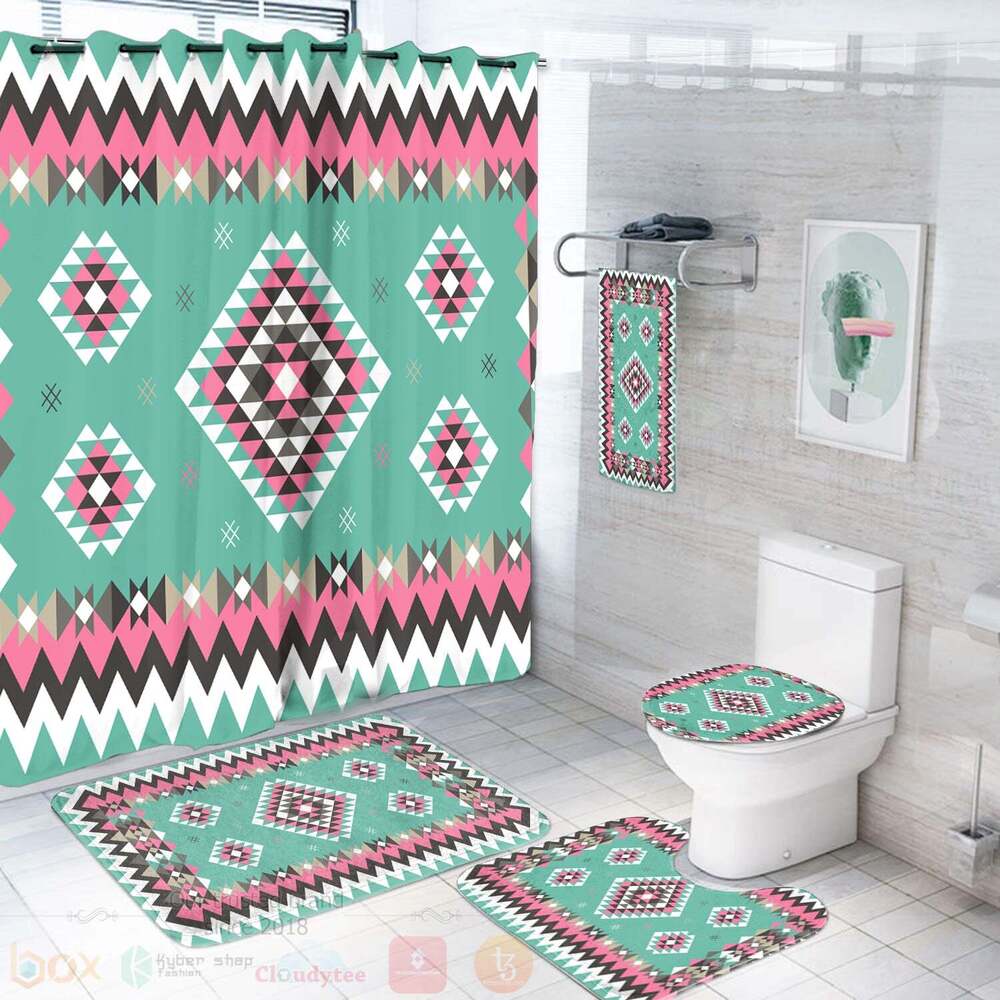 Ethnic_Geometric_Pink_Pattern_Bathroom_Set