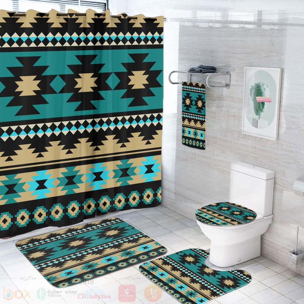 Green_Ethnic_Aztec_Pattern_Bathroom_Set