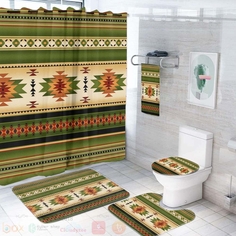 Green_Native_Pattern_Bathroom_Set
