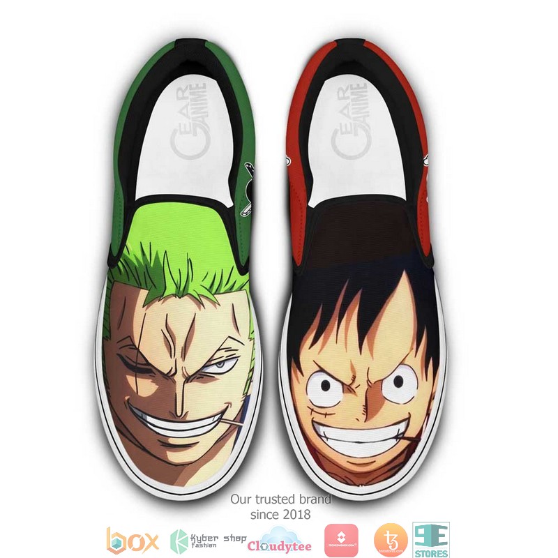 Luffy_and_Zoro_Wano_One_Piece_Anime_Slip_On_Sneakers_Shoes
